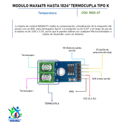 MÓDULO MAX6675 SENSOR DE TEMPERATURA HASTA 1024 GRADOS TERMOCUPLA TIPO K MÓDULO MAX6675 SENSOR DE TEMPERATURA HASTA 1024 GRADOS TERMOCUPLA TIPO K