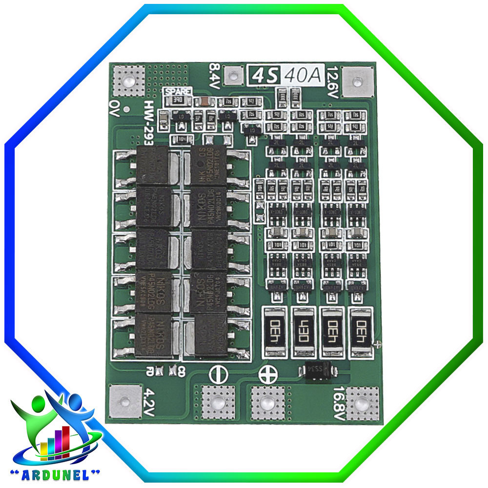 MODULO DE CARGA BMS 4S 40A 18650 14.8V 16.8V