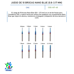 JUEGO DE 10 BROCAS NANO BLUE (0.8-3.17 MM)